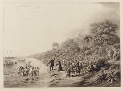 The Rev. J. Waterhouse Superintending the Landing of the Missionaries at Taranaki New Zealand
