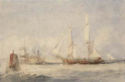 A Brig Entering Port