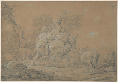 Shepherd and Shepherdess with Donkey and Sheep