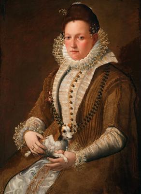 Portrait of a lady with a dog