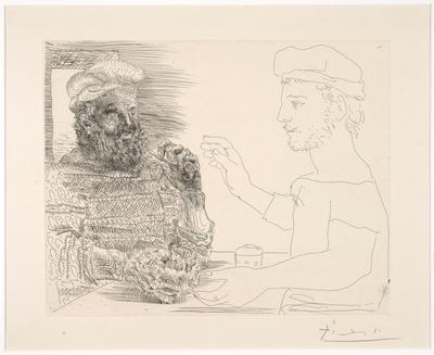 The Drinkers (Two Catalan Fishermen) or La Taberna, Jeune Pêcheur Catalan Racontant sa Vie à un Vieux Pêcheur Barbu (The Tavern. A Young Catalan Fisherman Sharing Stories with an Old Bearded Fisherman)