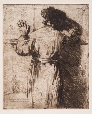 Man at the Wailing Wall in Jerusalem