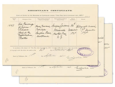 Copyright Certificates for the Partridge Collection