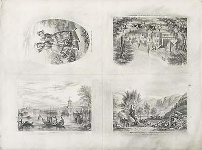 Sheet of four proofs from the master plate, printed in black