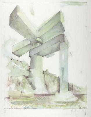 Proposal for a Cathedral in the Form of a Sink Faucet for Lake Union, Seattle, Washington