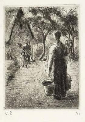 Paysanne portant des seaux (Peasant woman carrying buckets)