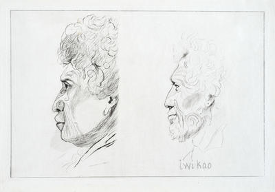 Two portraits in profile (Iwikau and an unidentified Chief)