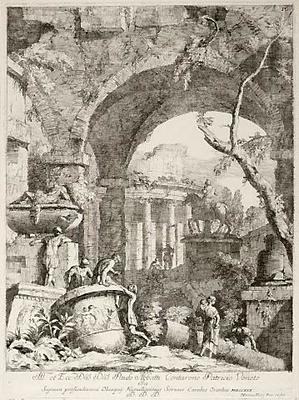 Ruins with Figures, an Equestrian Statue, and a round Temple