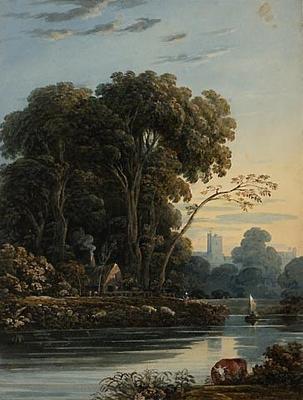 Untitled (View of a Cottage by a River with a Castle in the Distance)