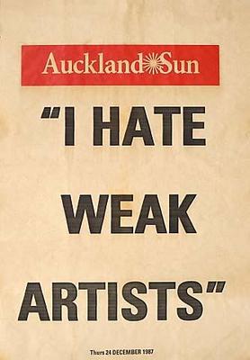 Auckland Sun "I HATE WEAK ARTISTS" Thursday 24 DECEMBER 1987