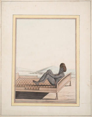 Sadhu lying on a bed of nails
