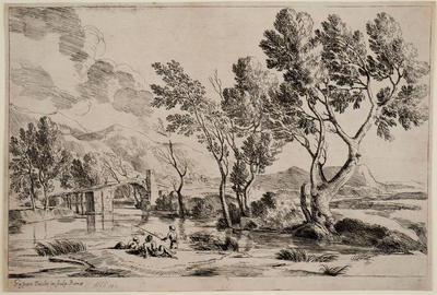 Landscape with a Tree-Lined River and a Bridge