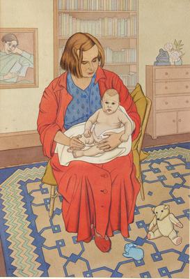 Mother and Child (Jean and Anton Jones with Portrait of Fred Jones behind)