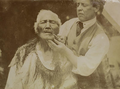 The Artist Trimming the Whiskers of Atama Paparangi, Chief of the Rarawa Tribe