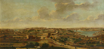 Valletta from the countryside in front of Floriana
