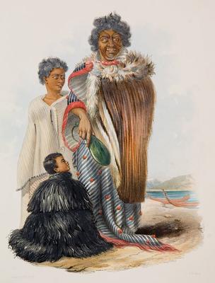 Te Mutu, Chief of the Shutai, with his Sons Patuoni and Te Kuri Hokianga