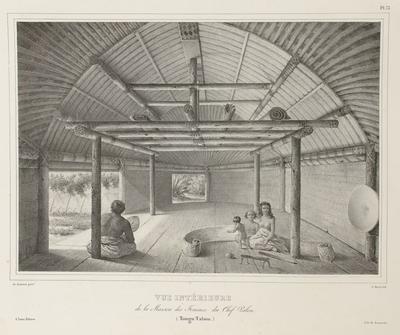 Vue intérieure de la Maison des Femmes du Chef Palou (Tonga-Tabou)
