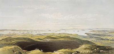 View of Auckland, New Zealand, from the crater of Mount Eden