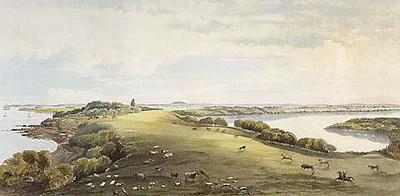 View of Auckland New Zealand, from the lake on the North Shore