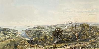 View from the Ranges, overlooking the entrance to the Manukau Harbour, Auckland