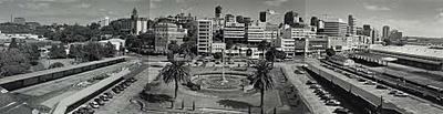 View towards Beach Road and the central city from the roof of the Auckland Railway Station, April 1990