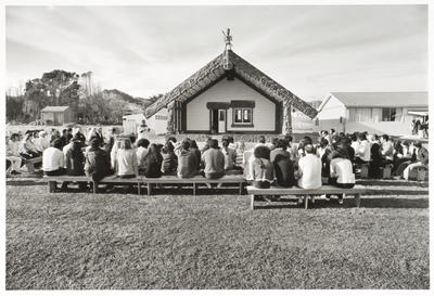 Morning karakia, Te Kaha-nui-a-tiki marae, Te Kaha Sunday 3rd June 1973