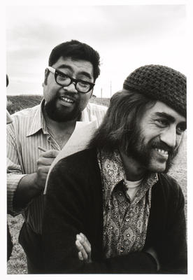 Te Kaha-nui-a-tiki marae, Te Kaha. Buck Nin and Wiremu Henare. June 1973