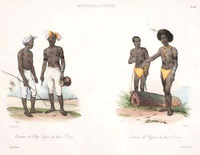 Nouvelle-Guinée: Costume des Chefs Papous du hâvre Dorey; Costume des Papous du hâvre Dorey