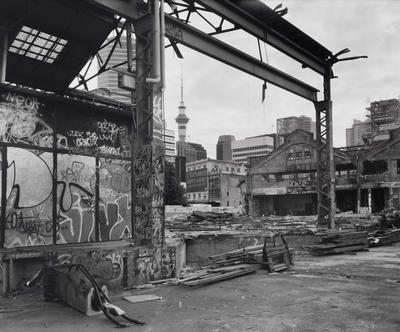 Demolition site - former railway workshop and Oriental Market. Quay Street, Auckland, n.d.