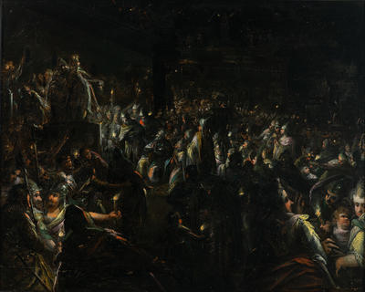 A Night Scene, with Judith showing the head of Holofernes