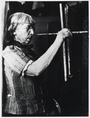 Frances Hodgkins Painting in her Studio, Corfe Castle Village, Dorset
