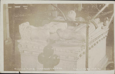 Postcard from Frances Hodgkins of the Marmion Tomb at Tanfield Church
