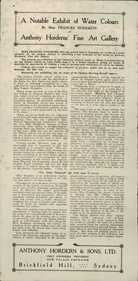 Promotional Flyer from Anthony Horderns' Fine Art Gallery, 1918