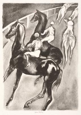 Horses turning into the canter