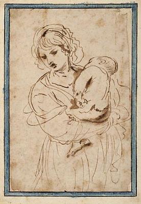 A Young Girl Holding a Sleeping Child