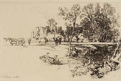 Cowdray Castle, with Geese