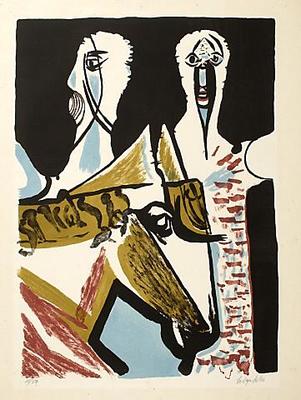 Two Masked Figures and Horse