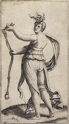Allegorical figure with a bridle