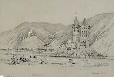 A view toward Stolzenfels Castle from the Johanniskirche at Niederlahnstein