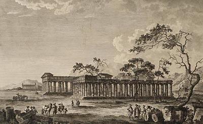 Vue Générale des Temples de Paestum, situés sur le bord de la Mer et près du Golphe de Salernes (Vue of the Temples of Paestum, near the Gulf of Salerno)