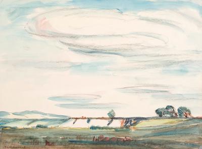 Landscape with white chalk cliffs