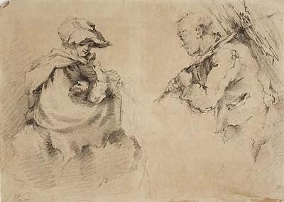 Woman and Child, Man Carrying Wand