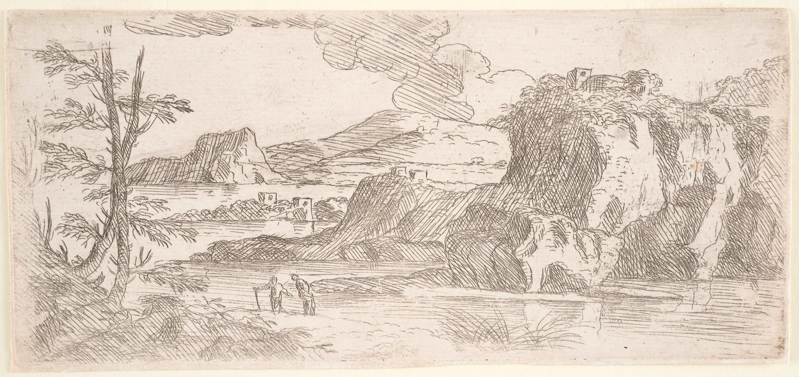 A Rocky river landscape with figures