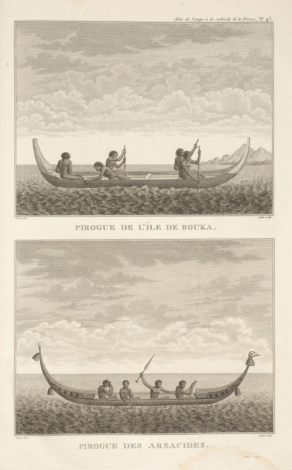 (1) Pirogue de l'Ile de Bouka (2) Priogue des Arsacides