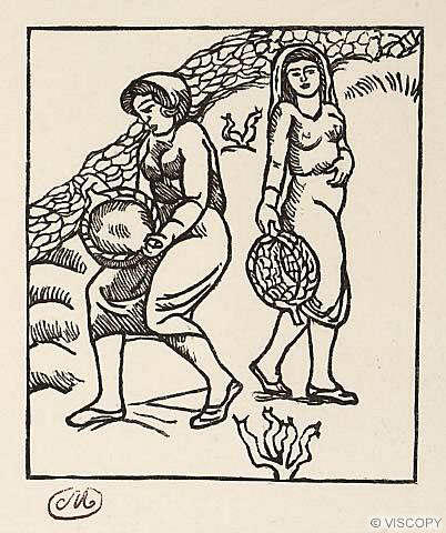 Two Women Carrying Baskets