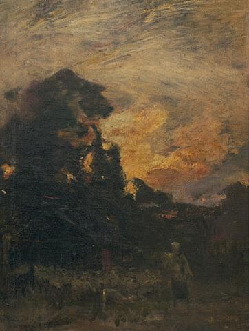 Farmyard at sunset
