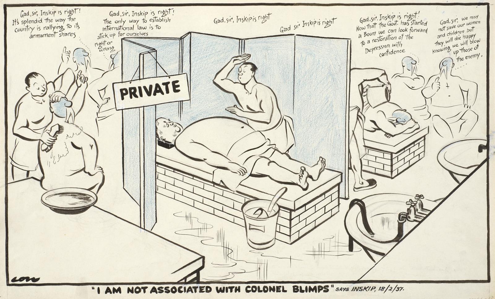 "I am not associated with Colonel Blimps" says Inskip