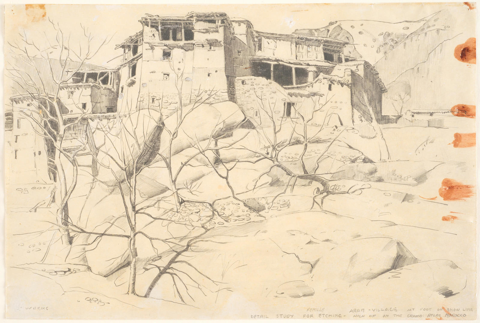 Femille: Arab Village at Foot of Snow Line High up on the Grand Atlas, Morocco