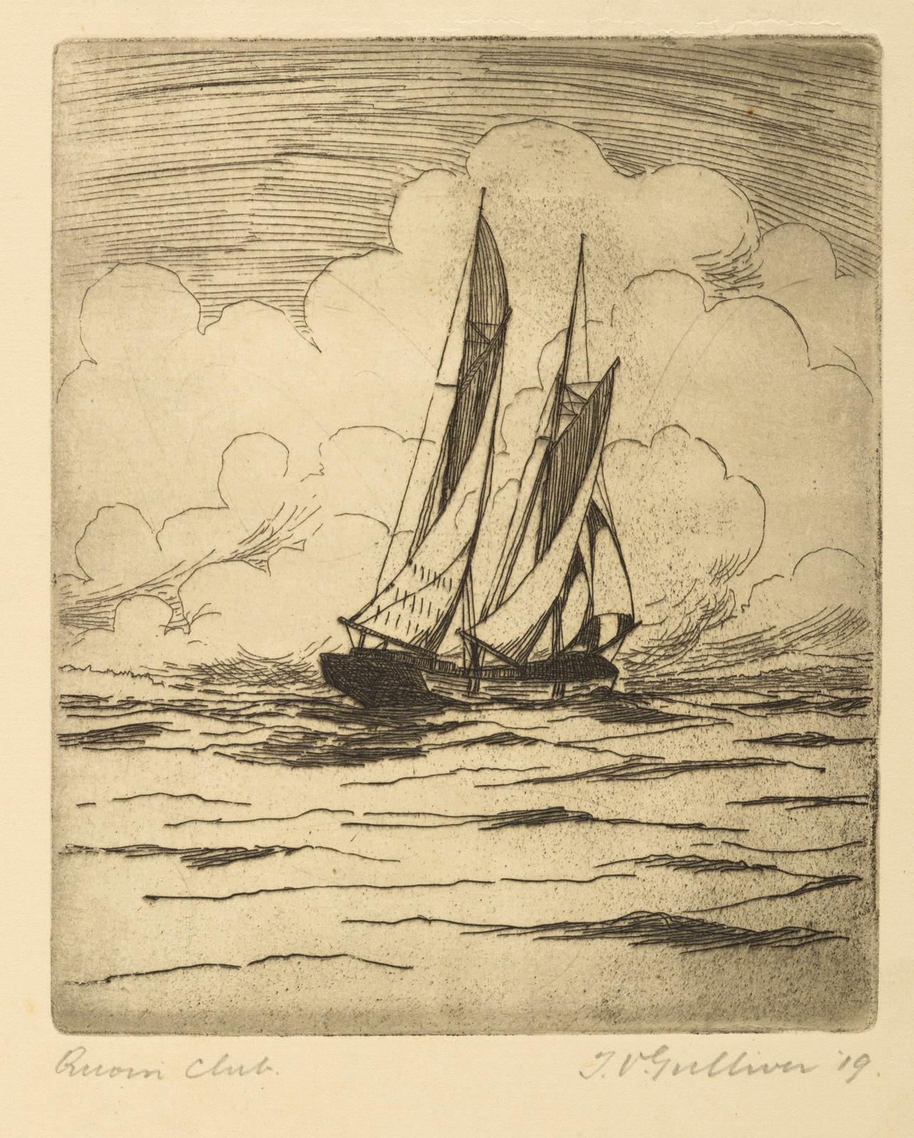 Scow under sail