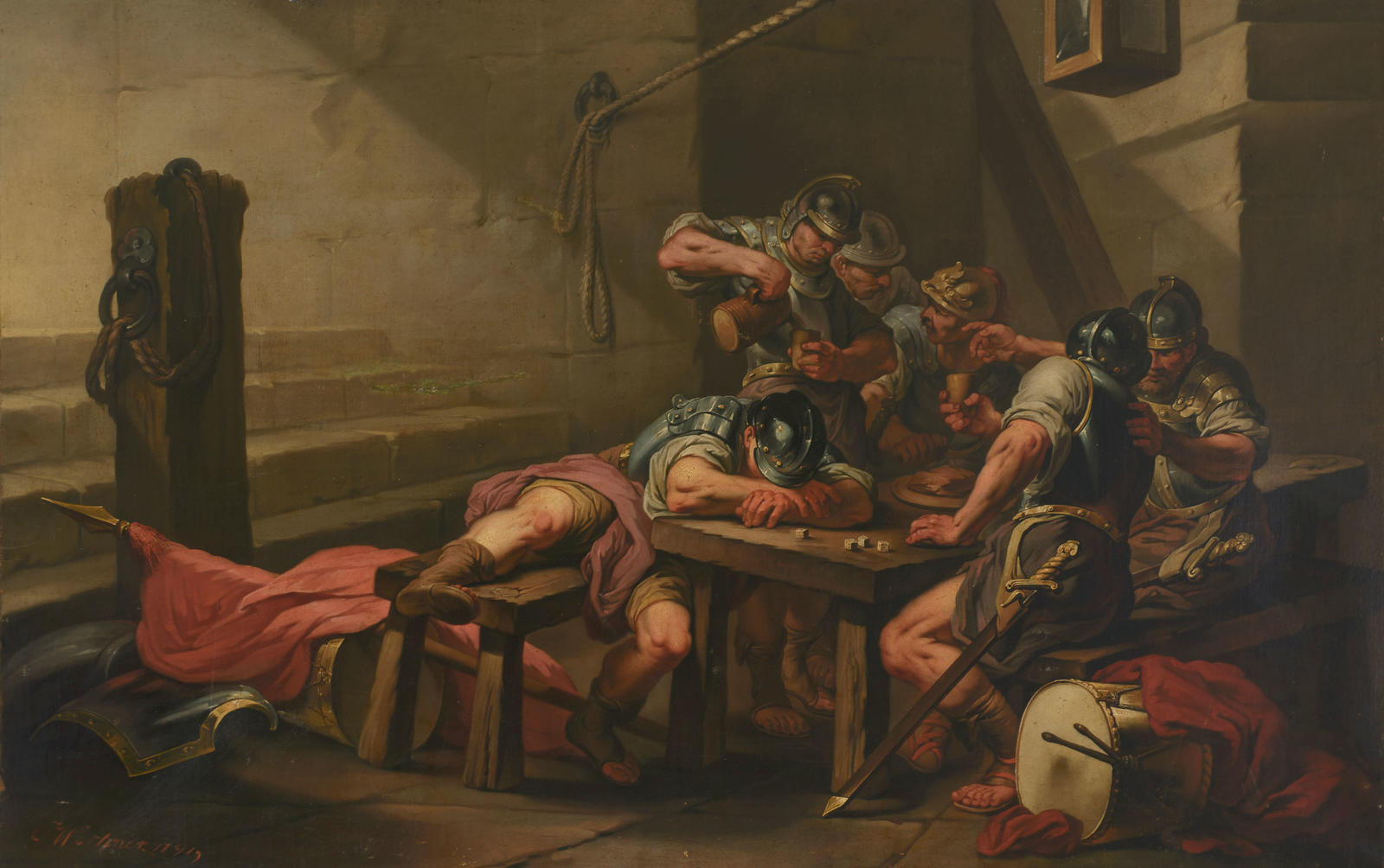 Roman Soldiers Drinking and Gambling
